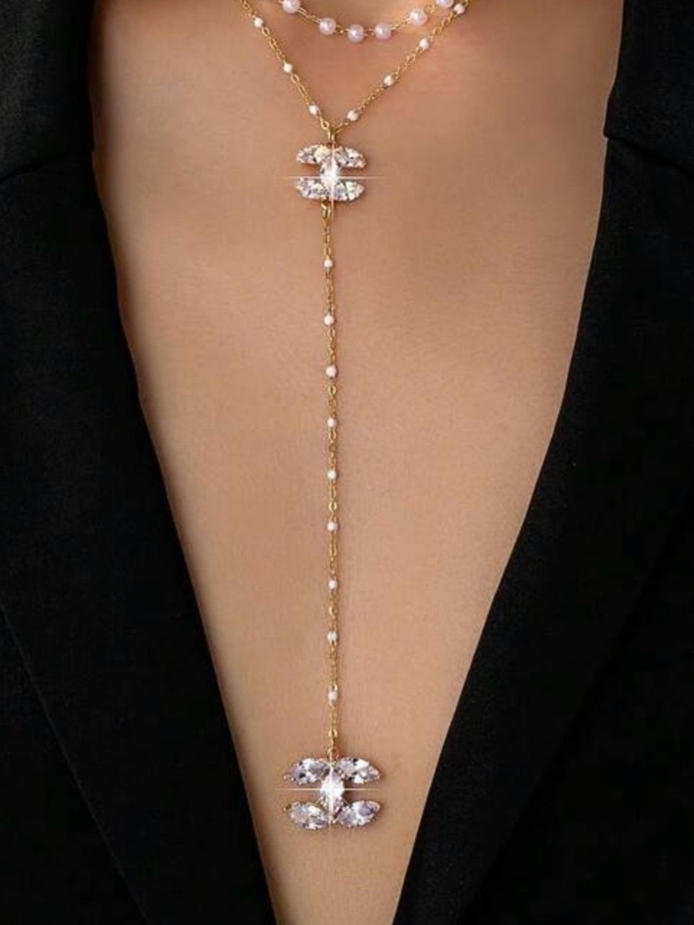 π©΅CC Necklace with Crystal Drops π©΅ - Picture 3 of 6